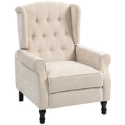 Reclining Vintage Armchair with Footrest for Living Room Comfort 150 Degree Beige