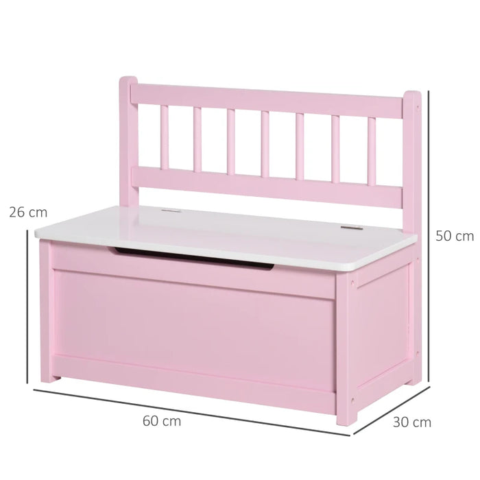 Pink 2-in-1 Kids Toy Box/Bench