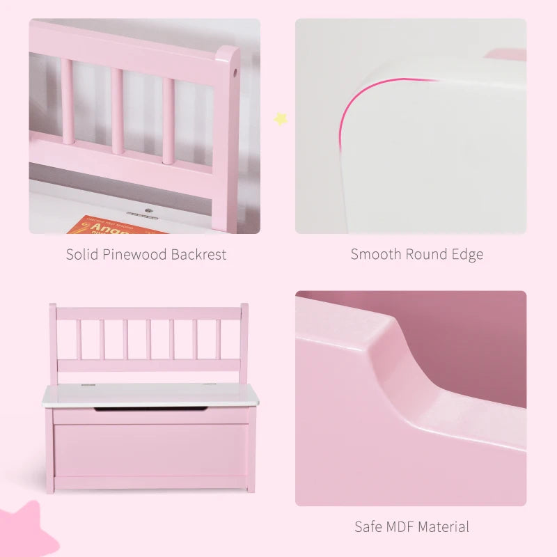 Pink 2-in-1 Kids Toy Box/Bench