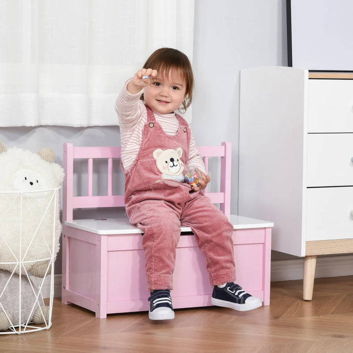 Pink 2-in-1 Kids Toy Box/Bench