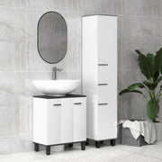 Under Sink Bathroom Cabinet High Gloss White Modern Storage Unit by HOMCOM