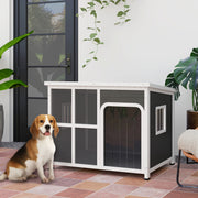 Wooden Outdoor Dog House with Openable Asphalt Roof and Removable Floor by PawHut