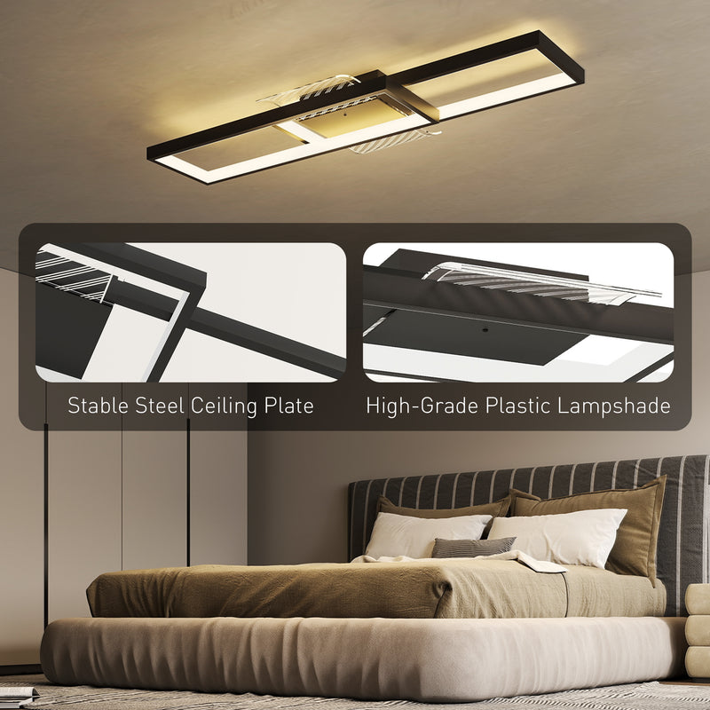 Modern Dimmable LED Ceiling Light With Remote And Wall Control For Lounge Or Bedroom Black AOSOM