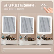 Rechargeable LED Makeup Vanity Mirror with Touch Controls and 180 Degree Rotation White AOSOM