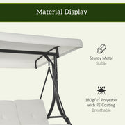3 Seater Garden Swing Chair with Adjustable Canopy and Metal Frame Cream White by Outsunny