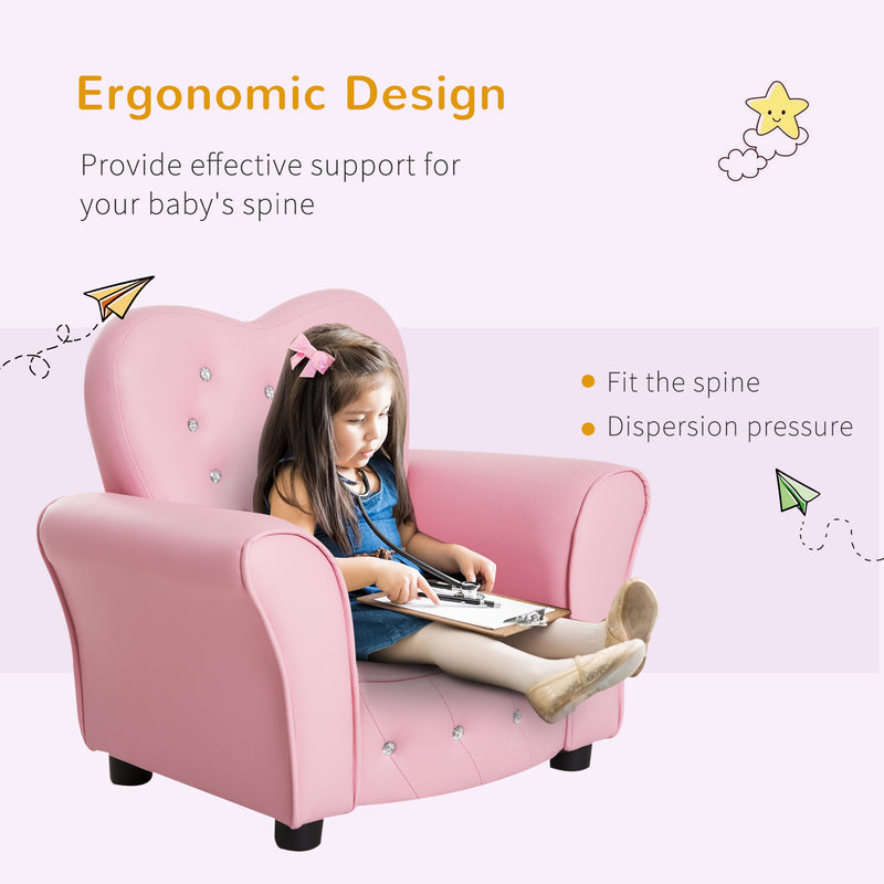 Kids Armchair with Soft Cushioning for Relaxing and Reading in Playroom or Bedroom, Pink