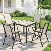 4 Seater Garden Dining Set with Folding Chairs and Space Saving Table for Small Patios, Brown Outsunny