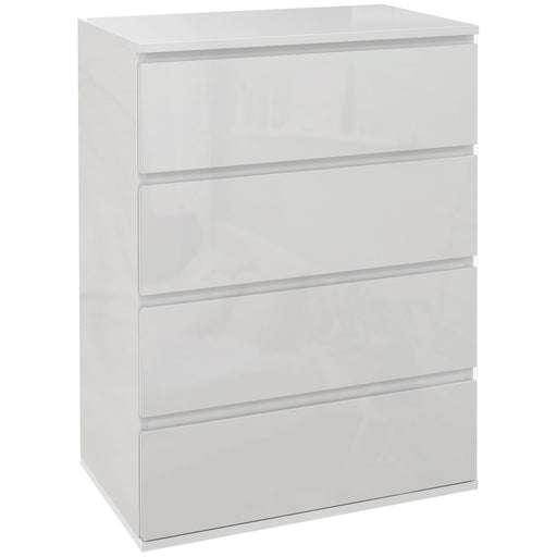 4 Drawer High Gloss Chest of Drawers Modern Bedroom Storage Unit with Sleek Finish White
