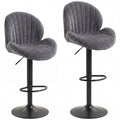 Adjustable Swivel Bar Stools with Curved Backrest for Kitchen Counters Grey and Black AOSOM