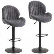 Adjustable Swivel Bar Stools with Curved Backrest for Kitchen Counters Grey and Black AOSOM