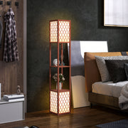 Brown Duo Light Floor Lamp with Storage Shelves Ideal for Living Rooms by HOMCOM