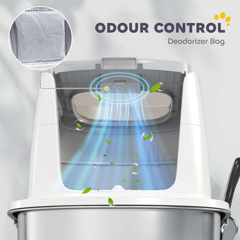 Large Stainless Steel Enclosed Cat Litter Box With Scoop Top Exit Design Grey