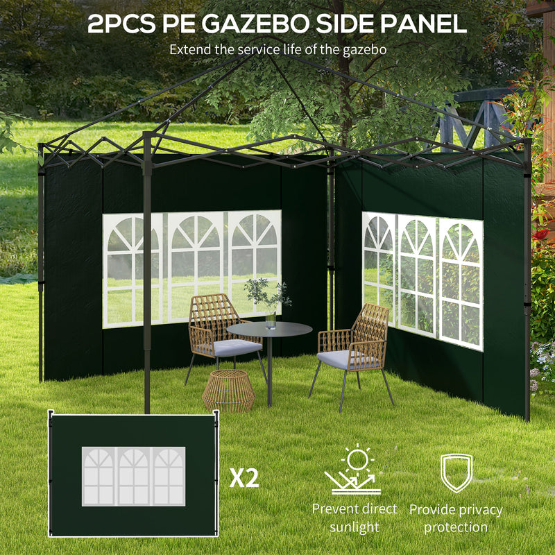 Set of Two Green 3 x 3m Gazebo Side Panels Ideal for Replacing Garden Shelter Walls