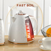 Cream 3kW Fast Boil Honeycomb Cordless  Kettle Fast Heating Lightweight Design by HOMCOM