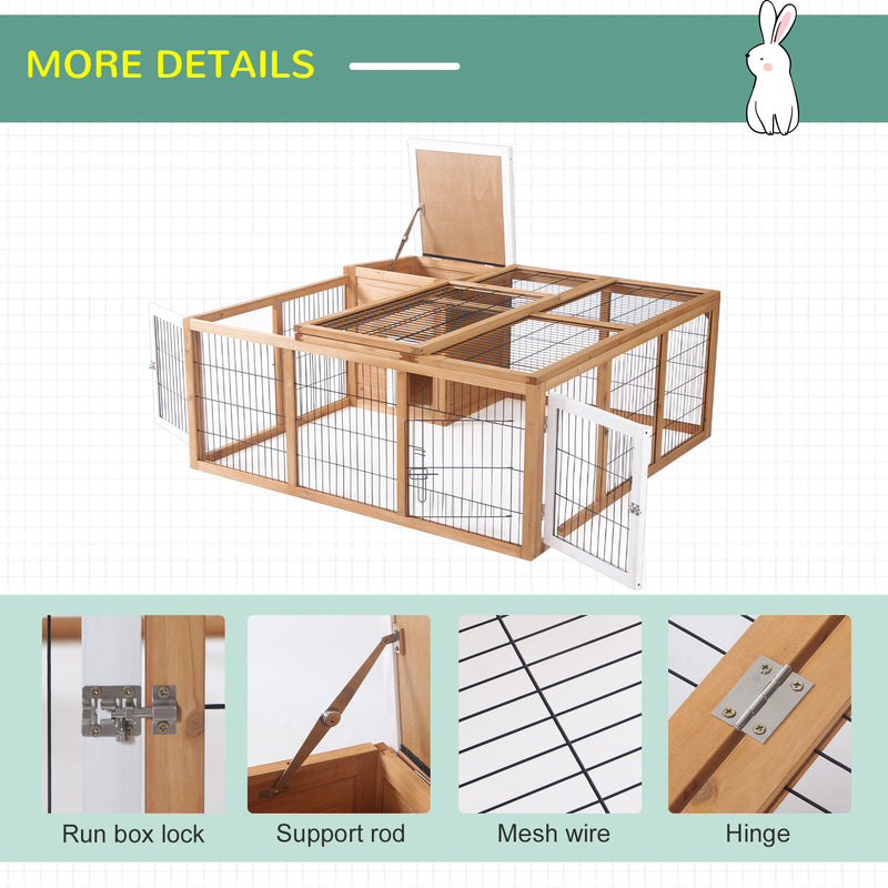 Outdoor Rabbit Hutch and Guinea Pig Run With Openable Roof for 2 Pets Yellow AOSOM