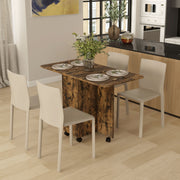 Rustic Brown 6 Seater Drop Leaf Dining Table With Storage by HOMCOM