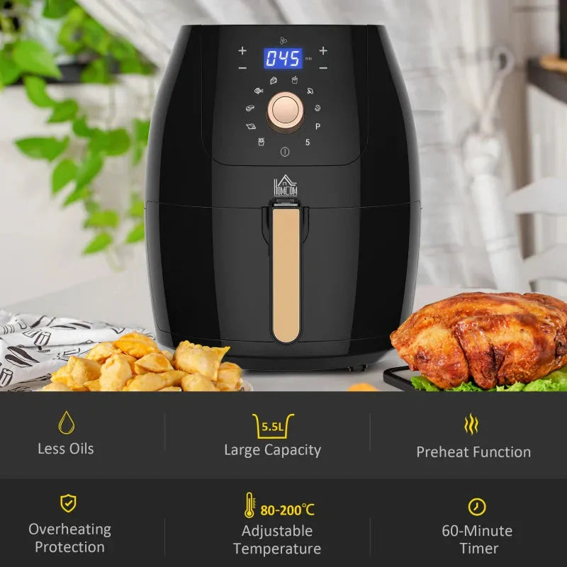 1700W Air Fryer, 5.5L, Digital Display, Rapid Air, 60 Min