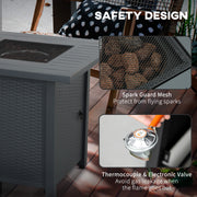 Grey Rattan Style Propane Gas Fire Pit Table 40000 BTU with Cover and Lava Rocks by Outsunny