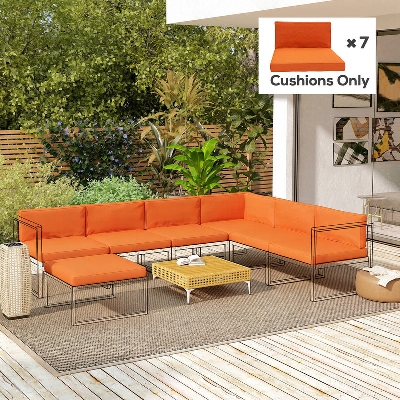 Rattan Furniture Replacement Cushion Set for 7 Seat Garden or Dining Set Orange