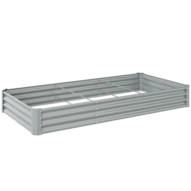 Large Galvanised Steel Raised Garden Bed Ideal for Vegetables and Flowers, Silver, 240x120cm