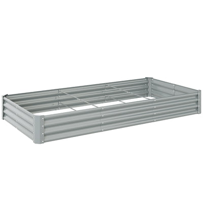 Large Galvanised Steel Raised Garden Bed Ideal for Vegetables and Flowers, Silver, 240x120cm Outsunny