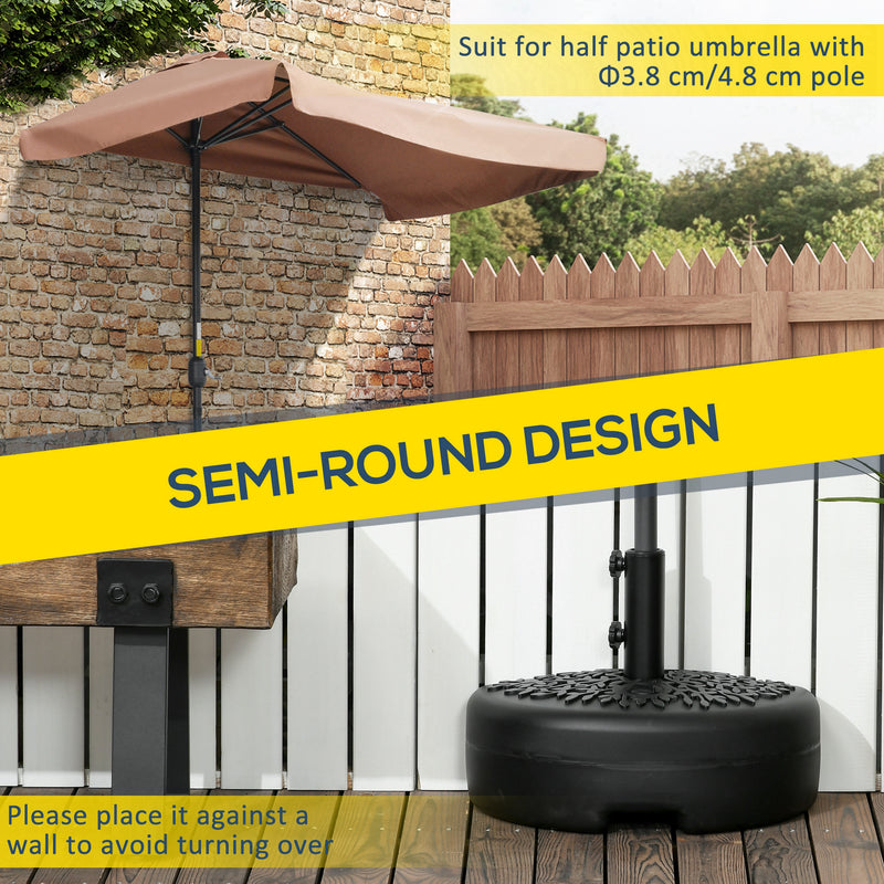 Black Half Parasol Umbrella Base Fillable With Water or Sand by Outsunny