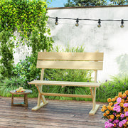 2 Seater Wooden Garden Bench Fir Wood Loveseat with Slatted Seat and Sloping Back by Outsunny