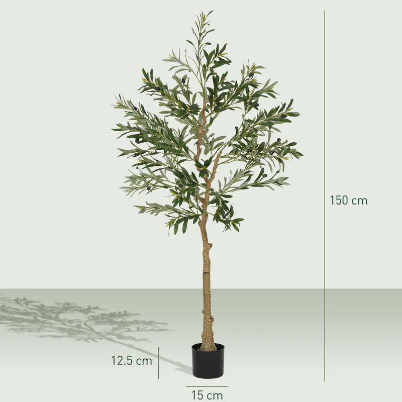 Set of 2 Artificial Olive Trees 150cm Tall with 720 Leaves in Pots For Indoor Decor Green