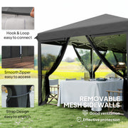 Black 3x6m Pop Up Garden Gazebo With Mesh Sidewalls and Carry Bag for Garden Parties by Outsunny