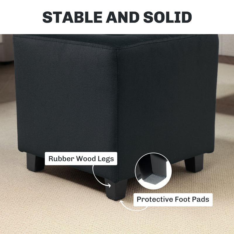 Grey Velvet Feel Square Ottoman Footstool for Living Room or Bedroom by HOMCOM