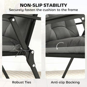 Garden Chair Cushion Set for Outdoor Comfort with Head and Back Support 4 Pack Dark Grey Outsunny