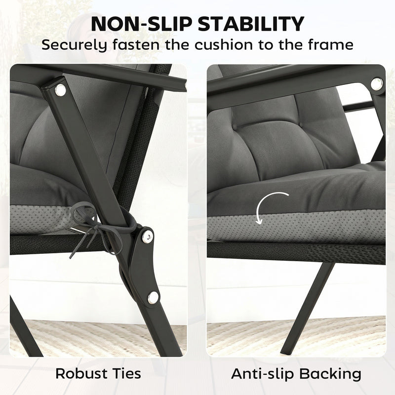 Garden Chair Cushion Set for Outdoor Comfort with Head and Back Support 4 Pack Dark Grey Outsunny