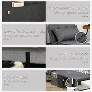 Folding Sleeper Chair Bed with Adjustable Backrest and Side Pockets for Lounge Use Charcoal Grey