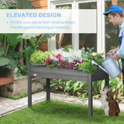 Outsunny Raised Bed for Garden, Wooden Elevated Planter Box with Bed Liner, for Flower Vegetable Herb, Dark Grey AOSOM