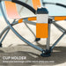 Set of 2 Orange Folding Beach Chairs with Mesh Back Cup Holder and Carry Bag for Outdoor Use
