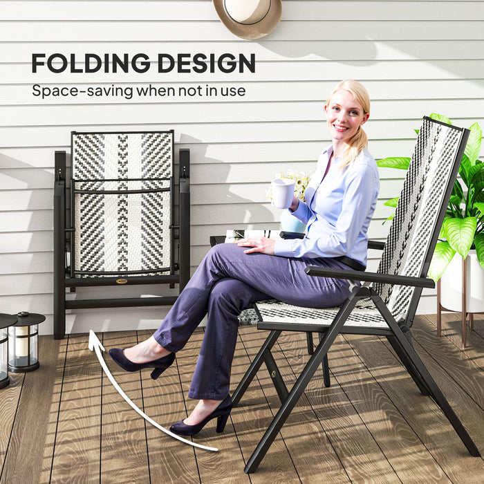 Grey Rattan Reclining Garden Chairs Set for Outdoor Relaxing Comfort by Outsunny