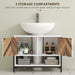 Cream White Under Sink Bathroom Cabinet with Herringbone Doors by HOMCOM