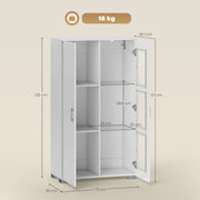 Modern High Gloss Sideboard with LED Lights and Glass Shelves for Living Room Storage, White