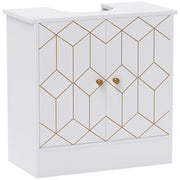 White Under Sink Bathroom Cabinet With Adjustable Shelf and Open Storage by HOMCOM