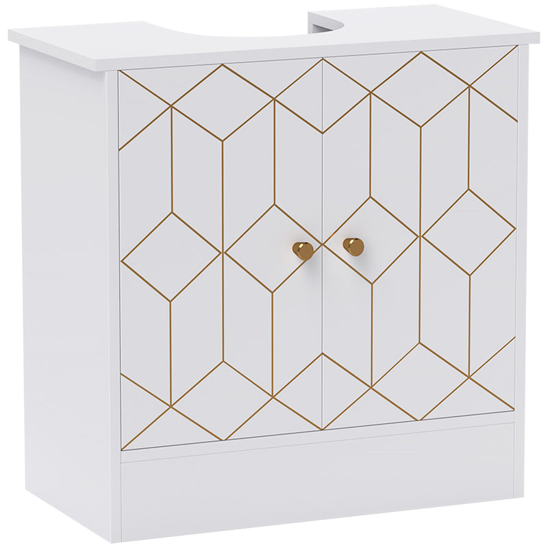 White Under Sink Bathroom Cabinet With Adjustable Shelf and Open Storage by HOMCOM