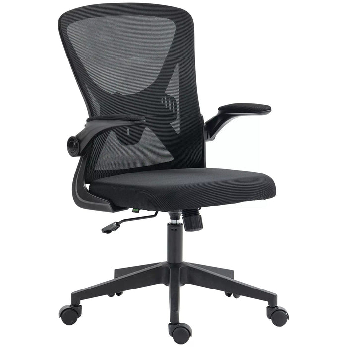 Black Mesh Office Chair With flip Up Arms