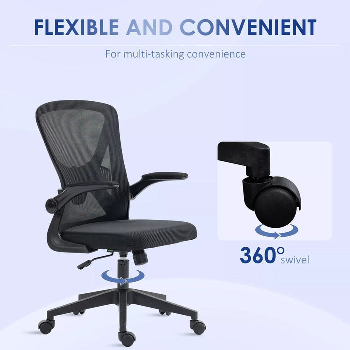 Black Mesh Office Chair With flip Up Arms