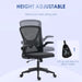 Black Mesh Office Chair With flip Up Arms