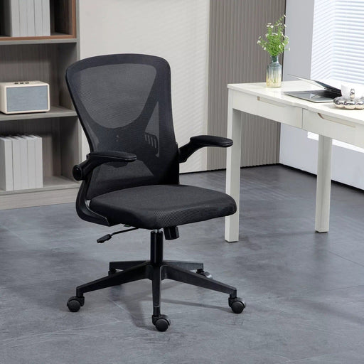 Black Mesh Office Chair With flip Up Arms