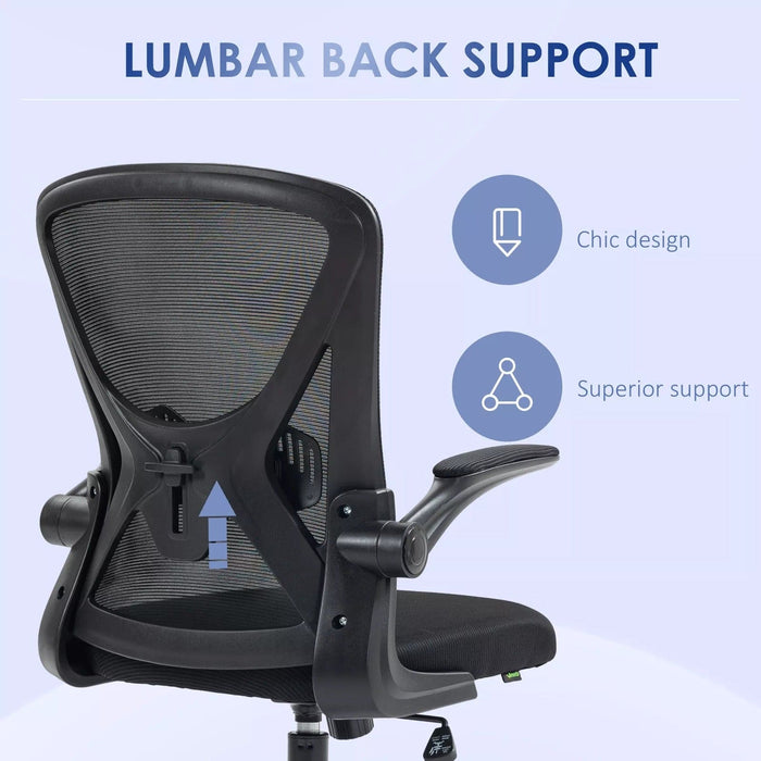 Black Mesh Office Chair With flip Up Arms