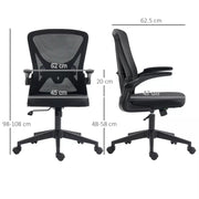 Black Mesh Office Chair With flip Up Arms