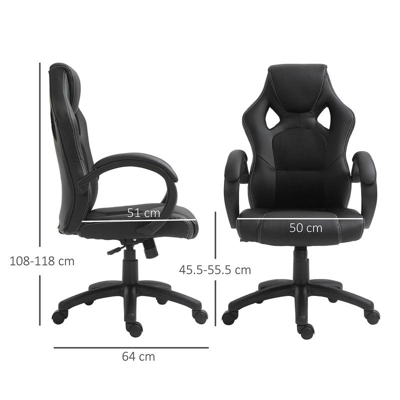 Black Leather High-Back Office Chair