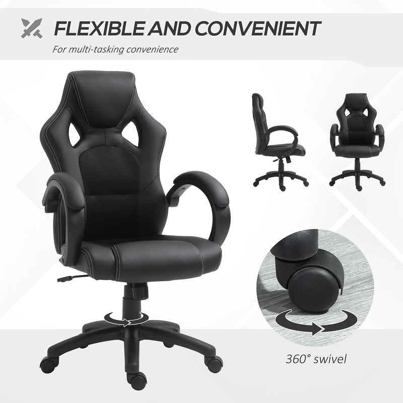 Black Leather High-Back Office Chair