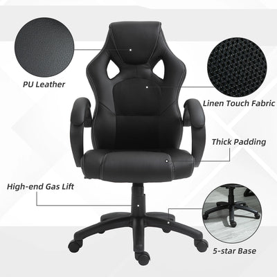 Black Leather High-Back Office Chair Vinsetto