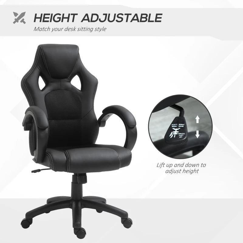 Black Leather High-Back Office Chair